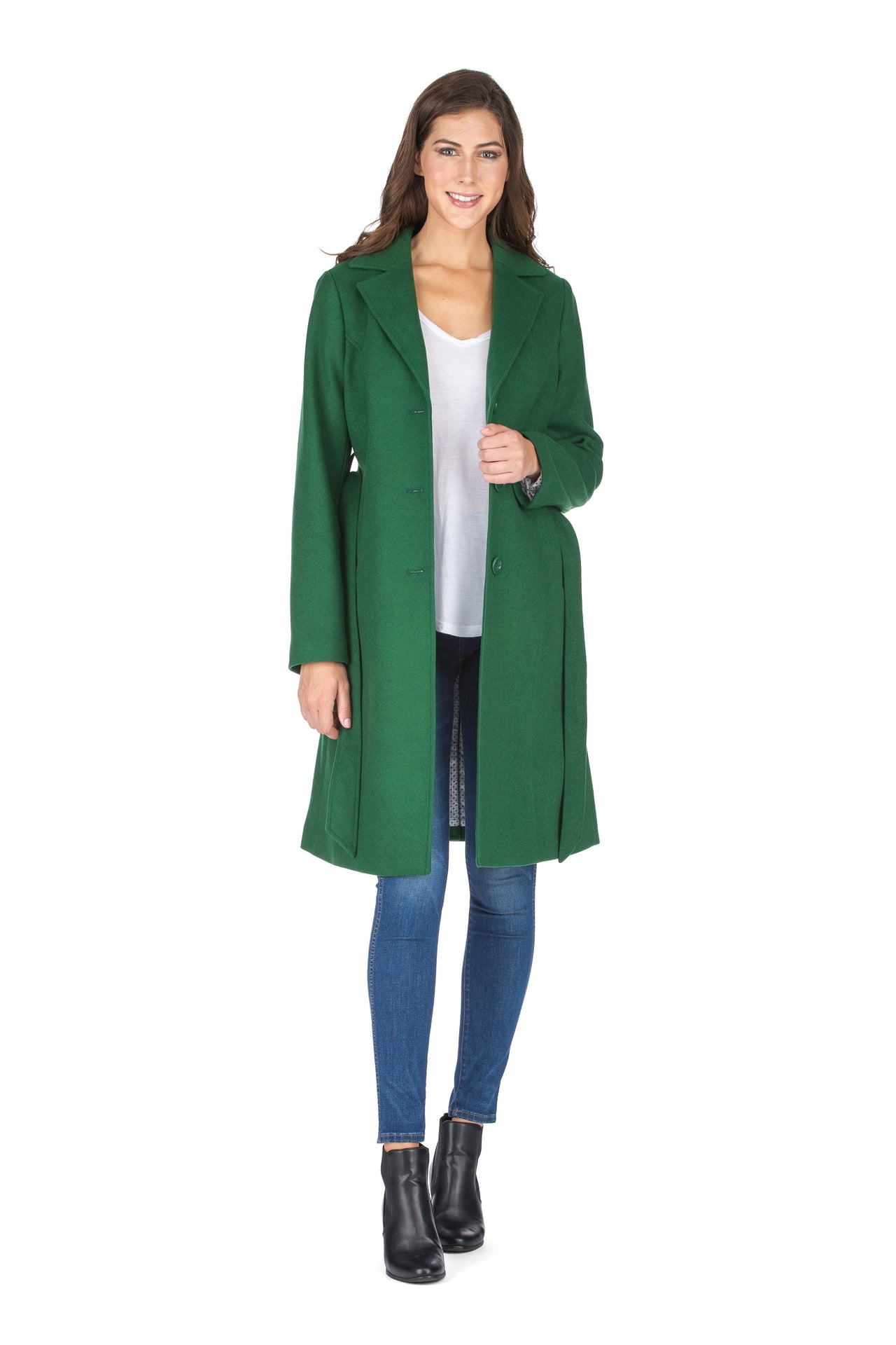 Haute Edition Women's 3/4 Length Belted Robe Pea Coat DAILYHAUTE