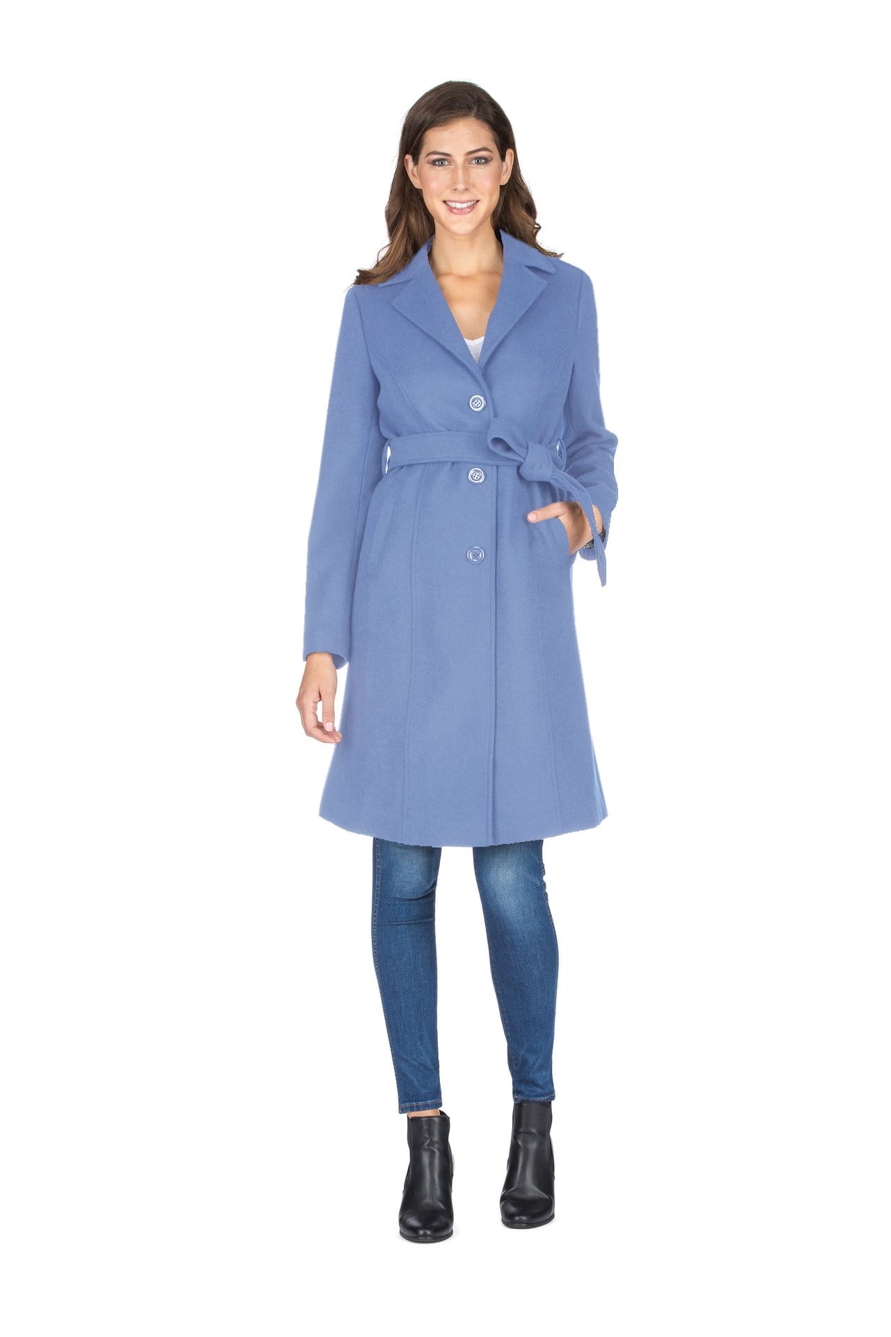 Haute Edition Women's 3/4 Length Belted Robe Pea Coat DAILYHAUTE