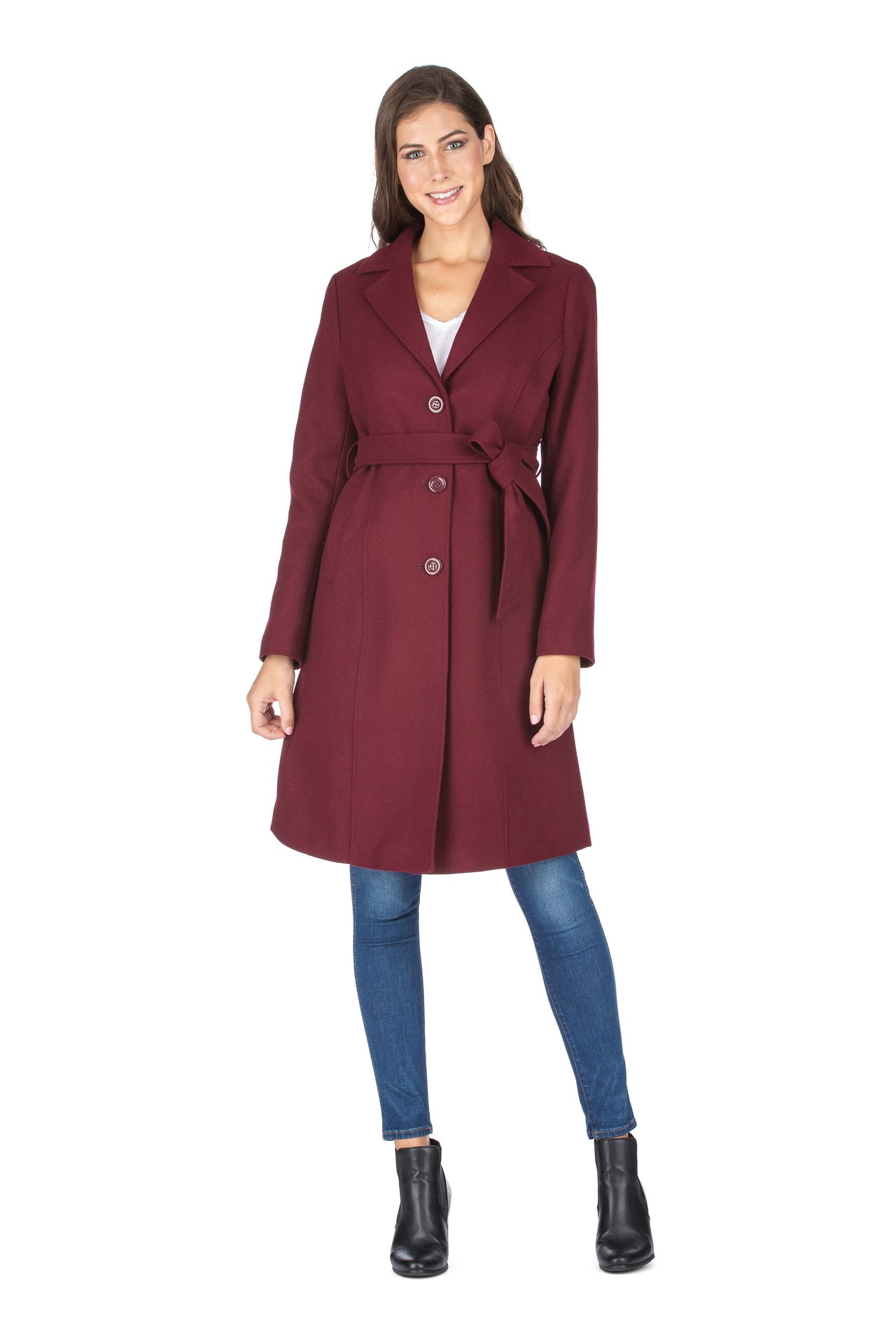 Haute Edition Women's 3/4 Length Belted Robe Pea Coat DAILYHAUTE