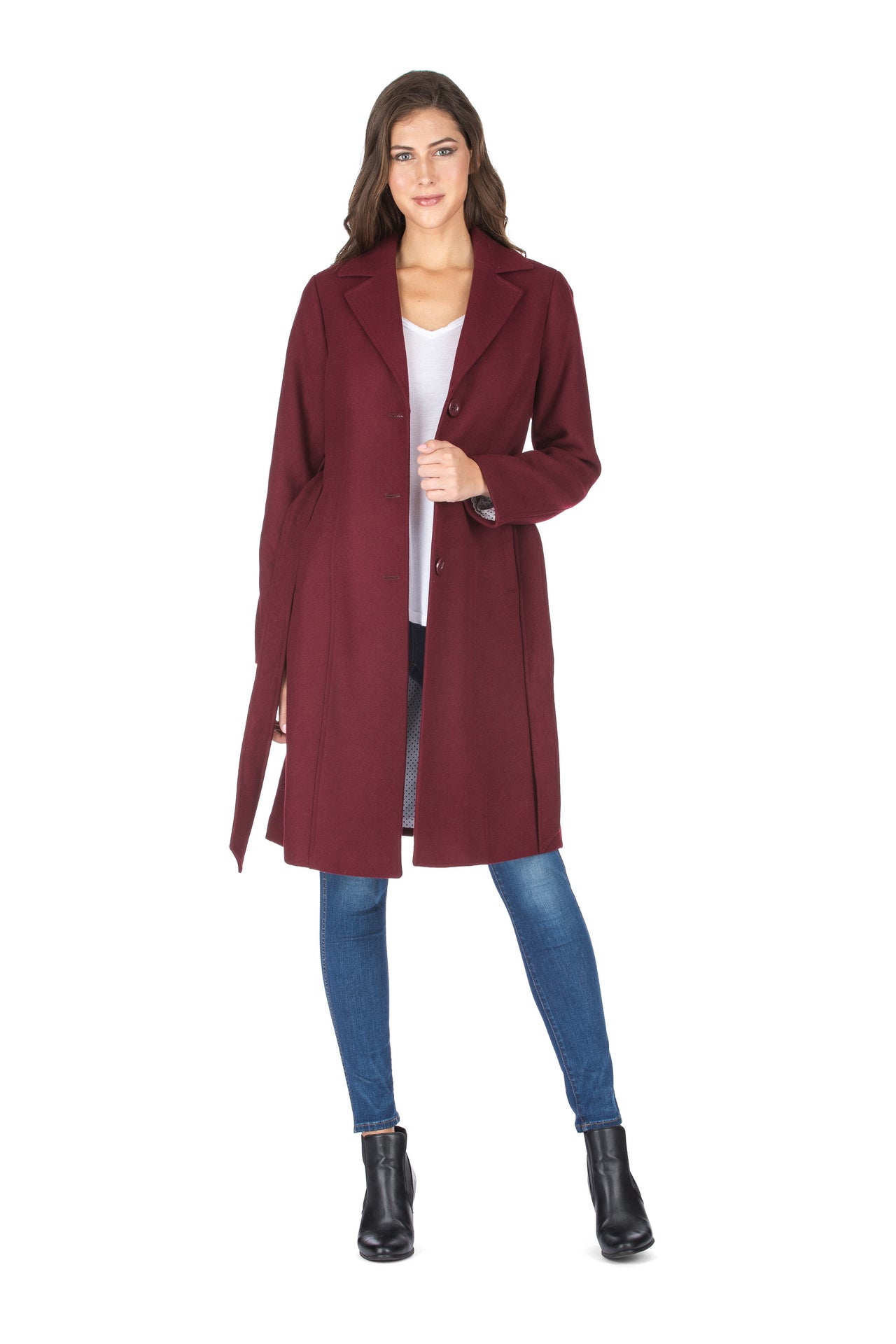 Haute Edition Women's 3/4 Length Belted Robe Pea Coat DAILYHAUTE