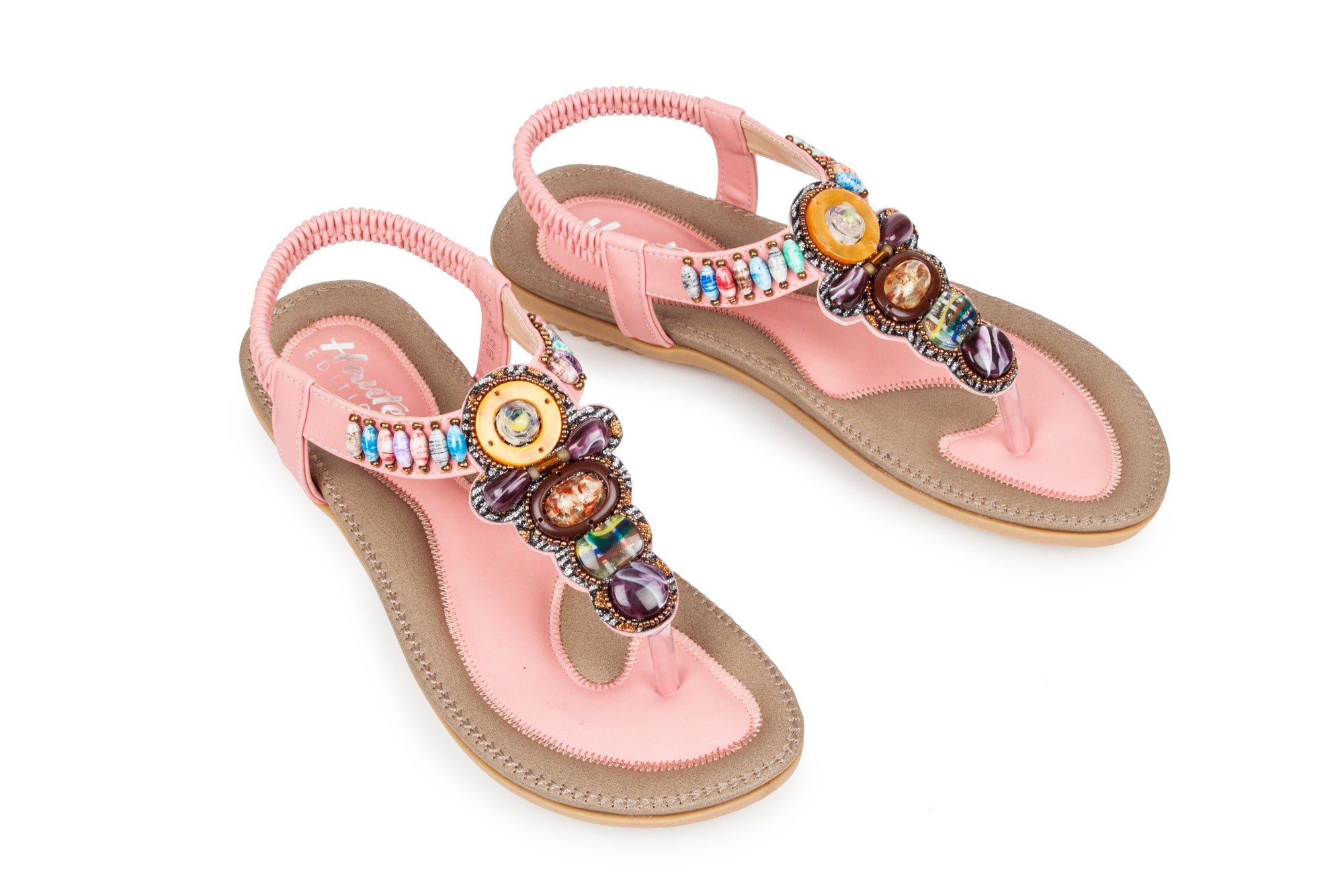 Haute Edition Women's Bohemian Beaded Elastic Slip on Comfort Sandals DAILYHAUTE