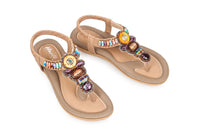 Haute Edition Women's Bohemian Beaded Elastic Slip on Comfort Sandals DAILYHAUTE