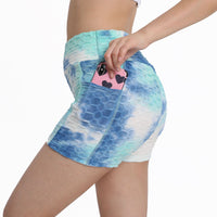 Haute Edition Women's Butt Lifting Tie Dye High Waist Bike Shorts with Phone Pcoket DAILYHAUTE