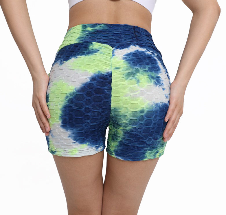 Haute Edition Women's Butt Lifting Tie Dye High Waist Bike Shorts with Phone Pcoket DAILYHAUTE