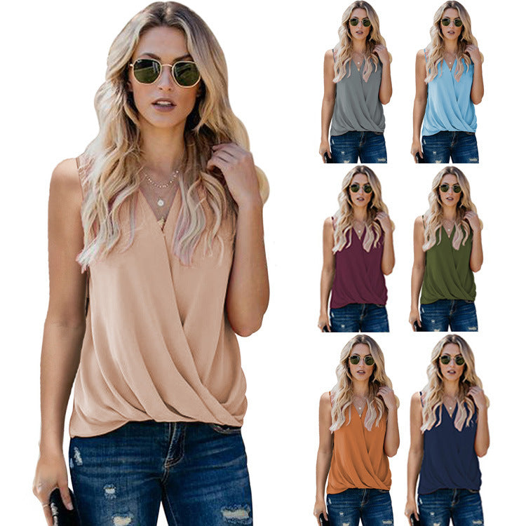 Haute Edition Women's Casual Wrap Loose Fit Blouse Tank DAILYHAUTE