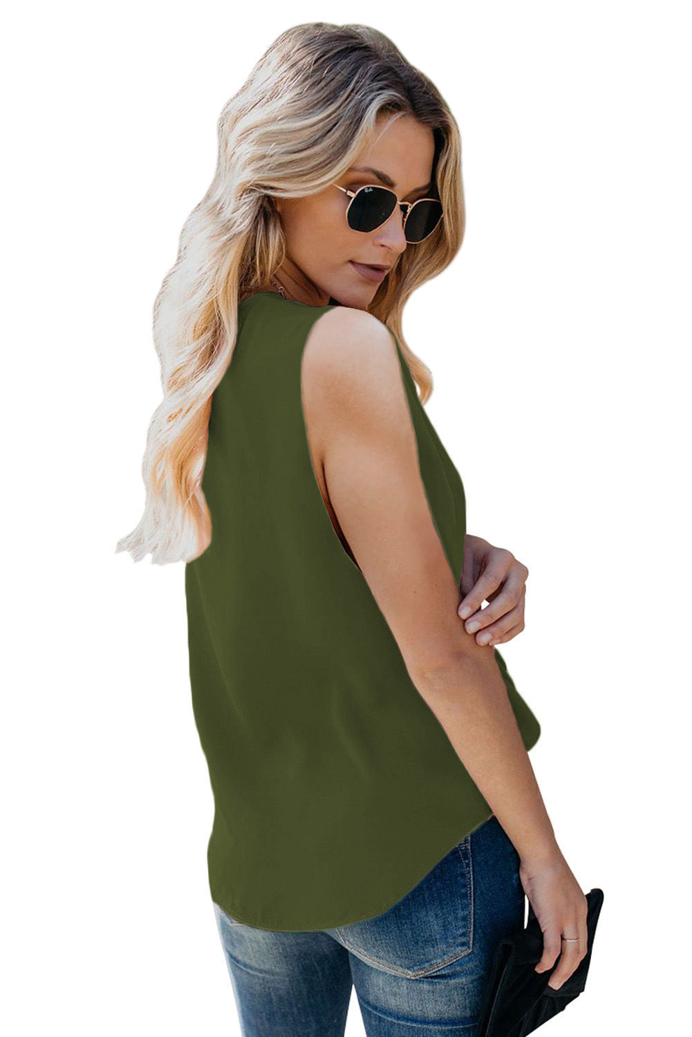 Haute Edition Women's Casual Wrap Loose Fit Blouse Tank DAILYHAUTE