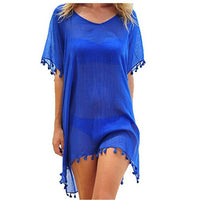 Haute Edition Women's Chiffon Beach Swim Cover Up with Tassels DAILYHAUTE