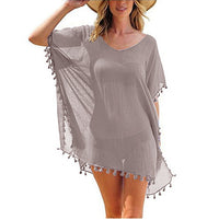 Haute Edition Women's Chiffon Beach Swim Cover Up with Tassels DAILYHAUTE