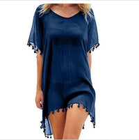 Haute Edition Women's Chiffon Beach Swim Cover Up with Tassels DAILYHAUTE