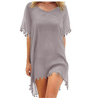 Haute Edition Women's Chiffon Beach Swim Cover Up with Tassels DAILYHAUTE