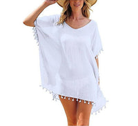 Haute Edition Women's Chiffon Beach Swim Cover Up with Tassels DAILYHAUTE