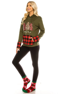 Haute Edition Women's Christmas Buffalo Plaid Hoodie and Fuzzy Sock Gift Set DAILYHAUTE