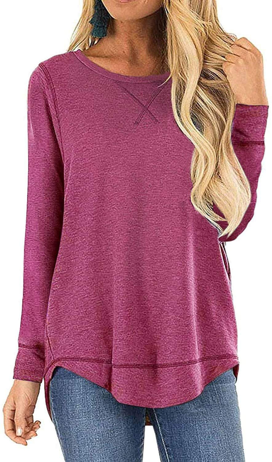 Haute Edition Women's Cross Stitch Loose Fit Long Sleeve Tee with Plus