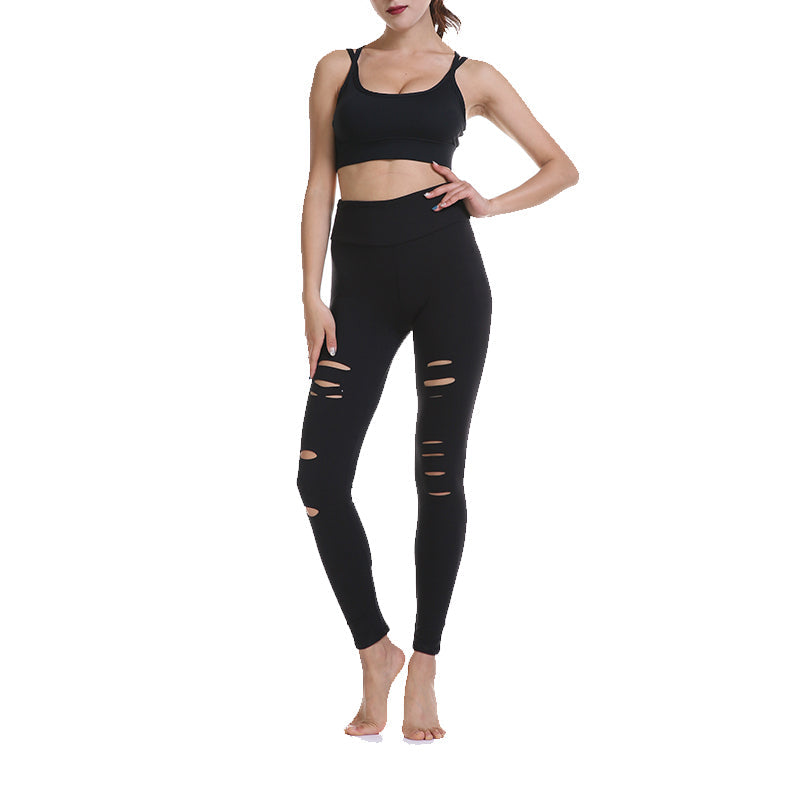 Haute Edition Women's Cutout Ripped High Waist Leggings With Tummy Control DAILYHAUTE