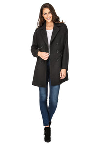 Haute Edition Women's Double Breasted Wool Blend Peacoat Daily Haute