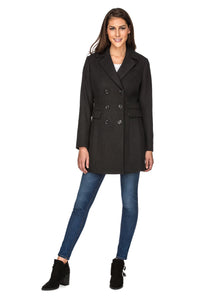 Haute Edition Women's Double Breasted Wool Blend Peacoat Daily Haute