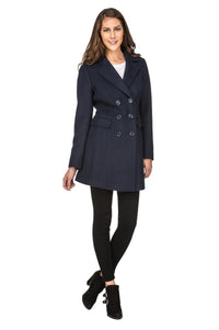 Haute Edition Women's Double Breasted Wool Blend Peacoat Daily Haute