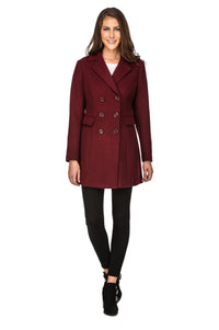 Haute Edition Women's Double Breasted Wool Blend Peacoat Daily Haute