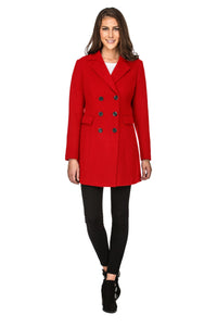 Haute Edition Women's Double Breasted Wool Blend Peacoat Daily Haute