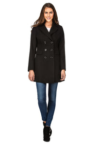 Haute Edition Women's Double Breasted Wool Blend Peacoat Daily Haute