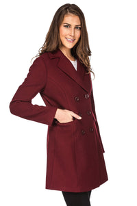 Haute Edition Women's Double Breasted Wool Blend Peacoat Daily Haute