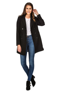 Haute Edition Women's Double Breasted Wool Blend Peacoat Daily Haute