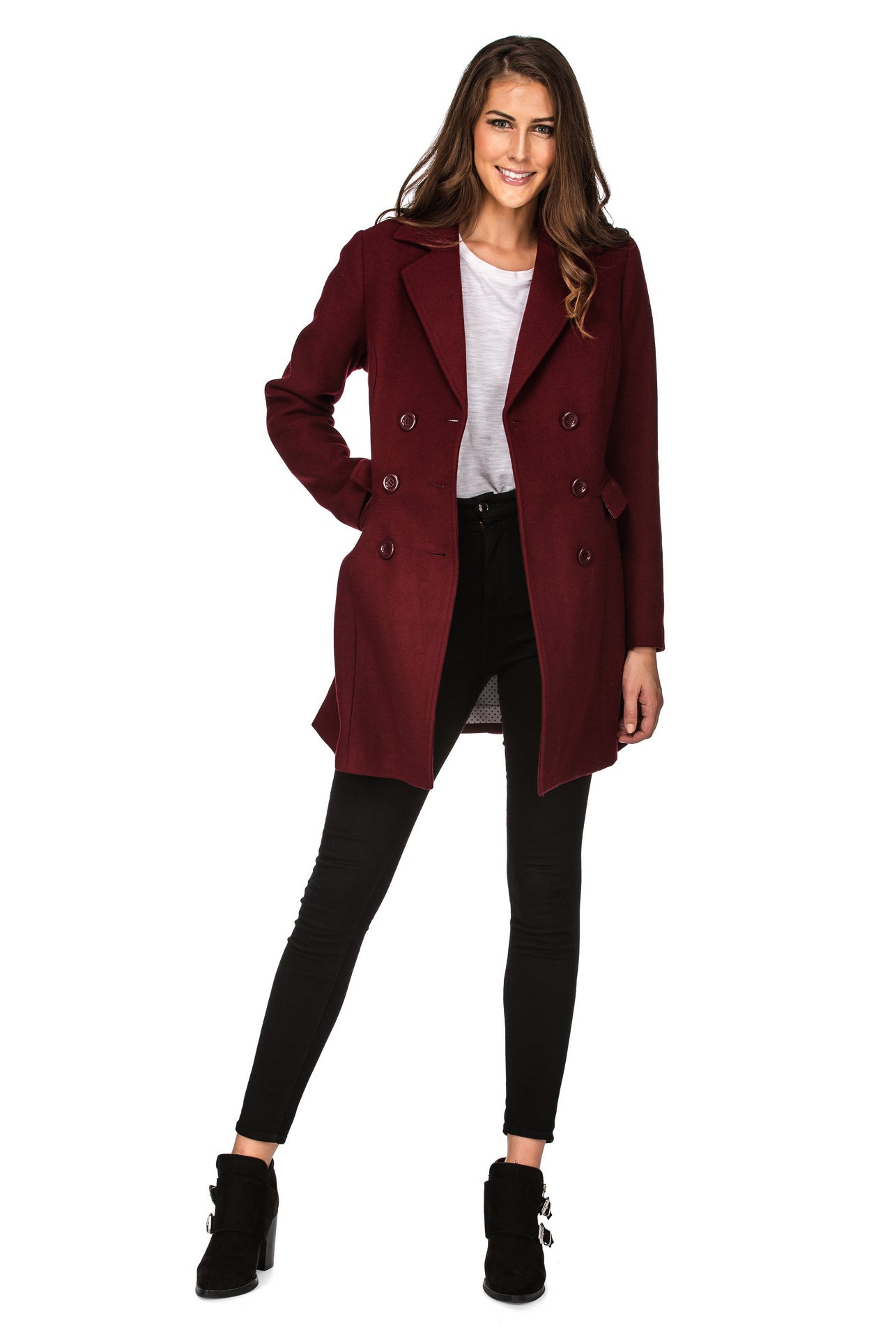 Haute Edition Women's Double Breasted Wool Blend Peacoat Daily Haute