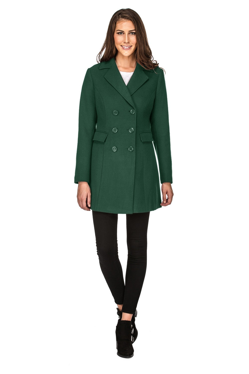 Haute Edition Women's Double Breasted Wool Blend Peacoat Daily Haute