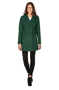 Haute Edition Women's Double Breasted Wool Blend Peacoat Daily Haute