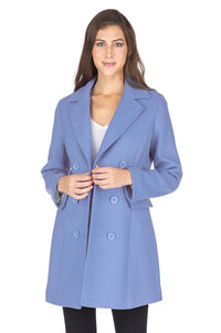 Haute Edition Women's Double Breasted Wool Blend Peacoat Daily Haute