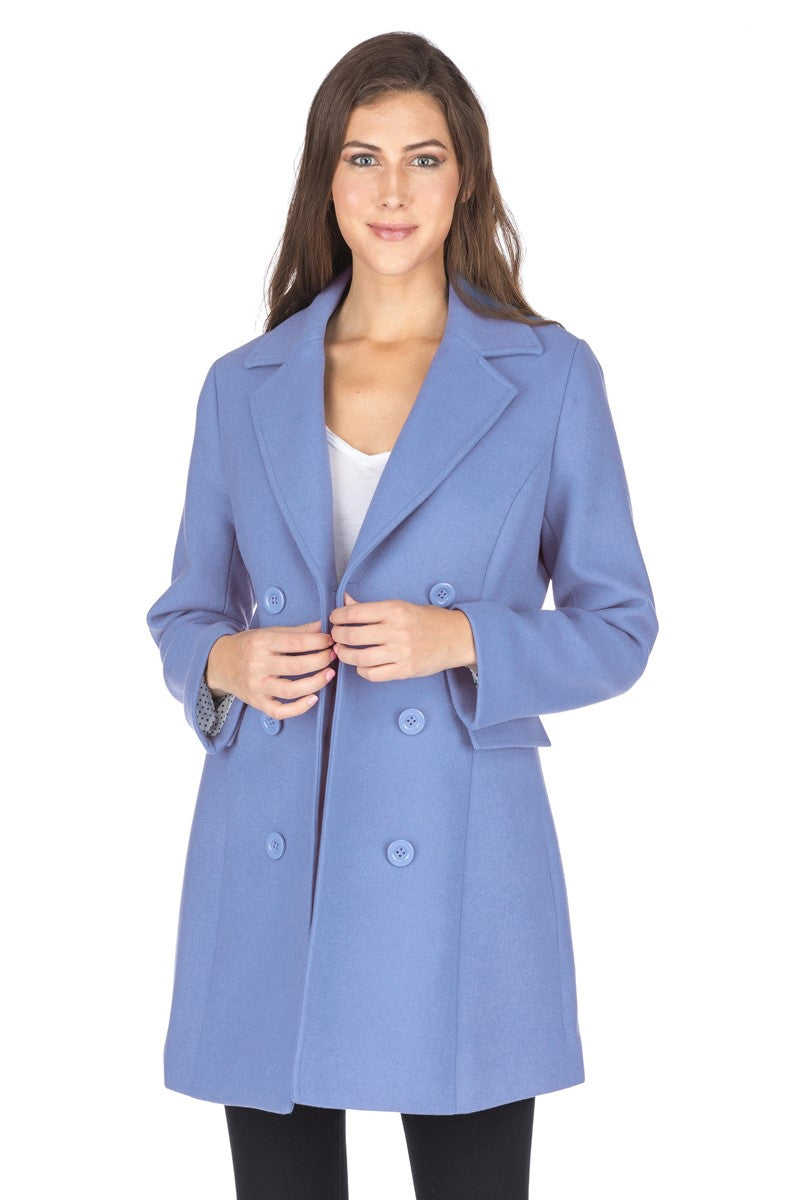 Haute Edition Women's Double Breasted Wool Blend Peacoat Daily Haute