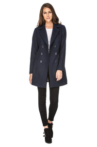 Haute Edition Women's Double Breasted Wool Blend Peacoat Daily Haute