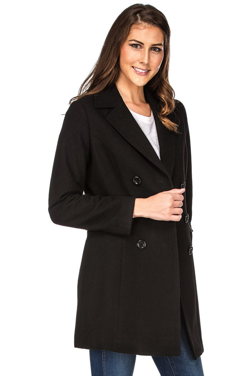 Haute Edition Women's Double Breasted Wool Blend Peacoat Daily Haute