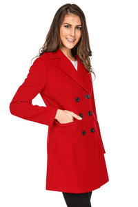 Haute Edition Women's Double Breasted Wool Blend Peacoat Daily Haute