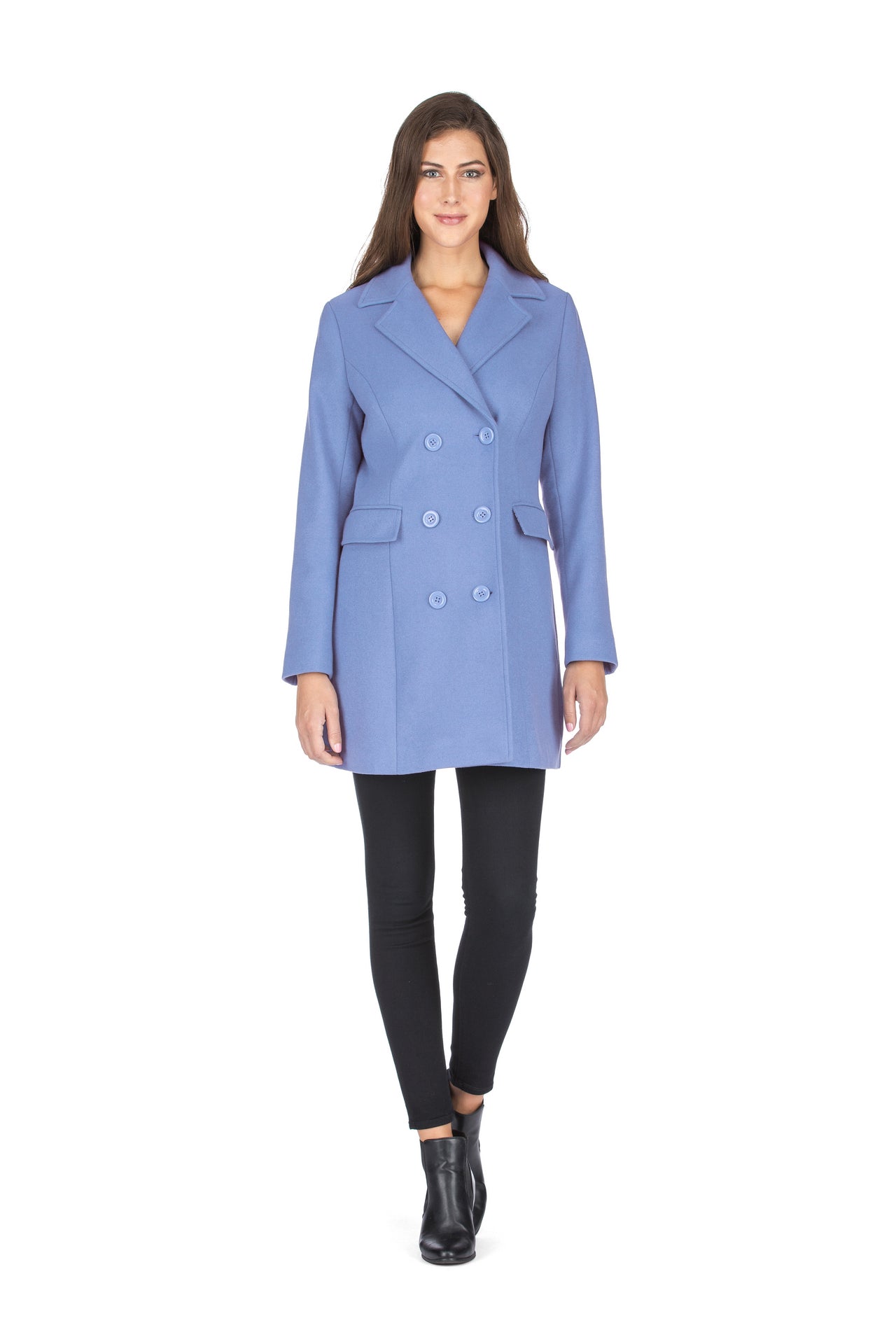 Haute Edition Women's Double Breasted Wool Blend Peacoat Daily Haute