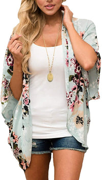 Haute Edition Women's Lightweight Summer Kimono Cardigan Cover Up in Leopard and Floral Daily Haute