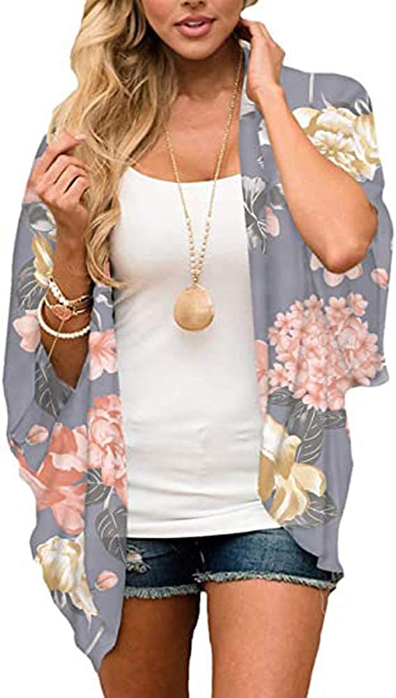 Haute Edition Women's Lightweight Summer Kimono Cardigan Cover Up in Leopard and Floral Daily Haute