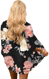 Haute Edition Women's Lightweight Summer Kimono Cardigan Cover Up in Leopard and Floral Daily Haute