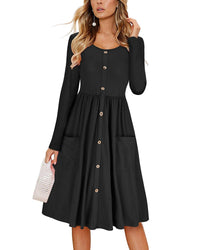 Haute Edition Women's Long Sleeve Button Down Dress with Pockets Daily Haute