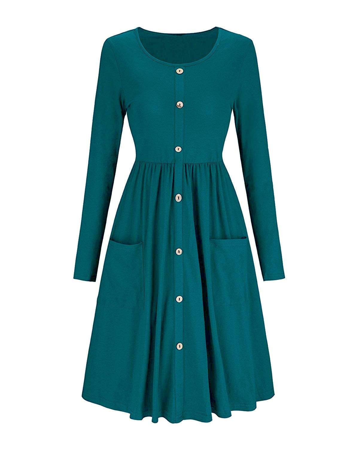 Haute Edition Women's Long Sleeve Button Down Dress with Pockets Daily Haute