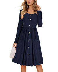 Haute Edition Women's Long Sleeve Button Down Dress with Pockets Daily Haute