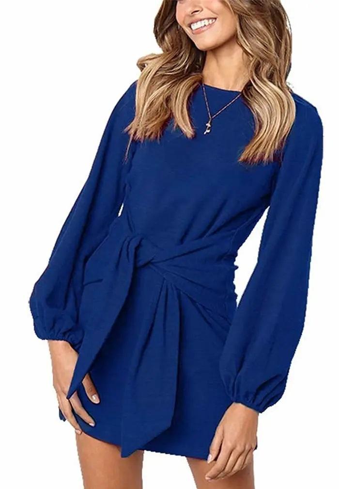 Haute Edition Women's Long Sleeve Tie Waist Casual Dress Daily Haute