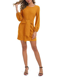 Haute Edition Women's Long Sleeve Tie Waist Casual Dress Daily Haute