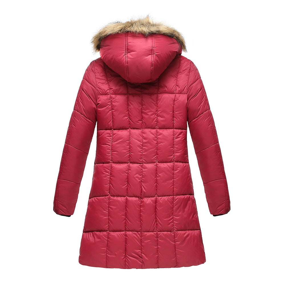 Haute Edition Women's Mid-Length Puffer Parka Coat with Faux Fur-lined Hood Daily Haute