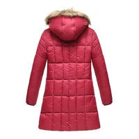 Haute Edition Women's Mid-Length Puffer Parka Coat with Faux Fur-lined Hood Daily Haute