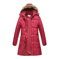 Haute Edition Women's Mid-Length Puffer Parka Coat with Faux Fur-lined Hood Daily Haute