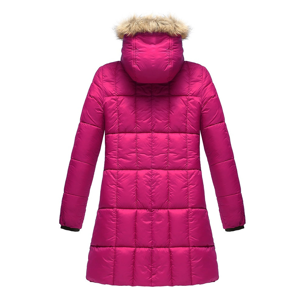 Haute Edition Women's Mid-Length Puffer Parka Coat with Faux Fur-lined Hood Daily Haute