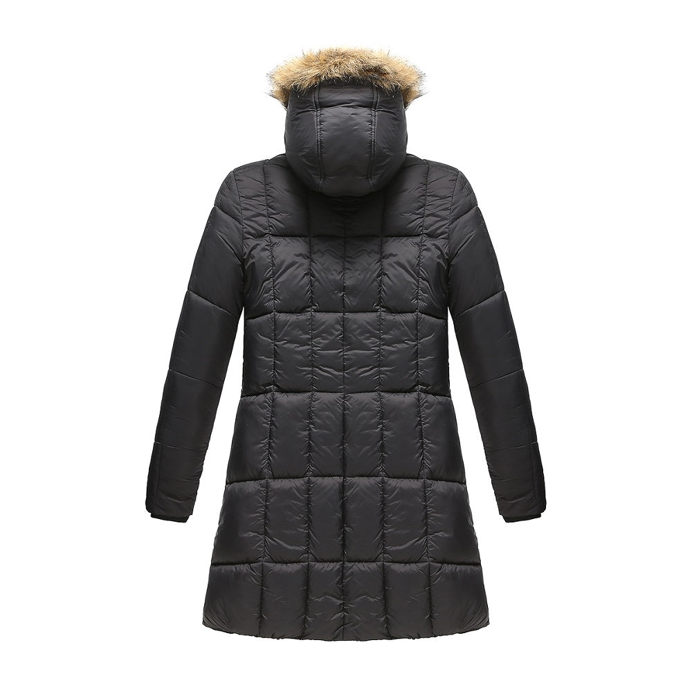 Haute Edition Women's Mid-Length Puffer Parka Coat with Faux Fur-lined Hood Daily Haute