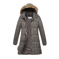 Haute Edition Women's Mid-Length Puffer Parka Coat with Faux Fur-lined Hood Daily Haute