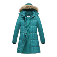 Haute Edition Women's Mid-Length Puffer Parka Coat with Faux Fur-lined Hood Daily Haute